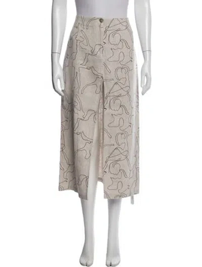 Pre-owned Paloma Wool Linen Midi Length Skirt In Neutral