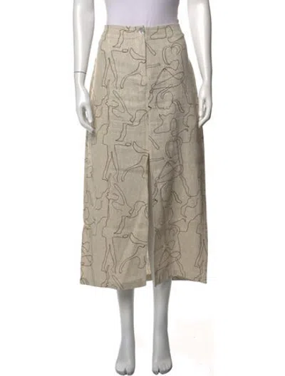 Pre-owned Paloma Wool Linen Midi Length Skirt In Neutrals