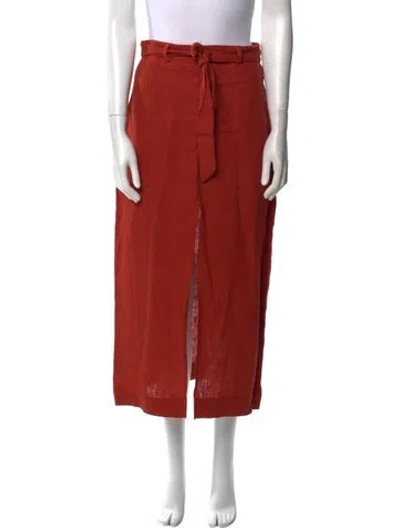 Pre-owned Paloma Wool Linen Midi Length Skirt In Orange