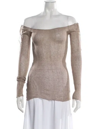 Pre-owned Paloma Wool Linen Off-the-shoulder Top In Neutral