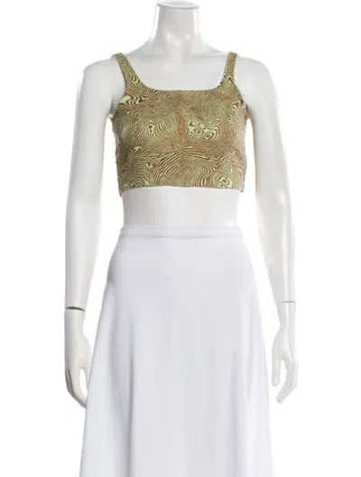 Pre-owned Paloma Wool Linen Printed Crop Top In Multi