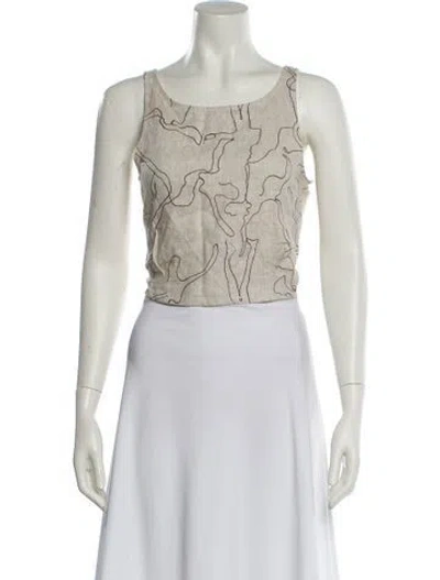 Pre-owned Paloma Wool Linen Printed Crop Top In Neutral