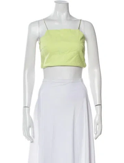 Pre-owned Paloma Wool Linen Square Neckline Crop Top In Green