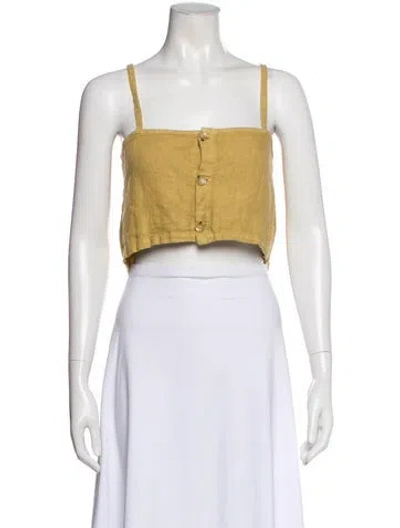 Pre-owned Paloma Wool Linen Square Neckline Crop Top In Neutral