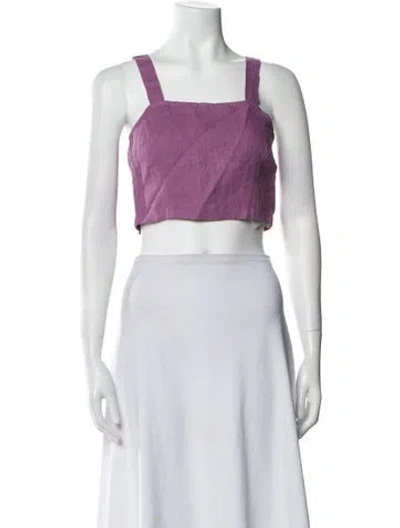 Pre-owned Paloma Wool Linen Square Neckline Crop Top In Purple