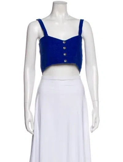 Pre-owned Paloma Wool Linen Square Neckline Crop Top In Purple