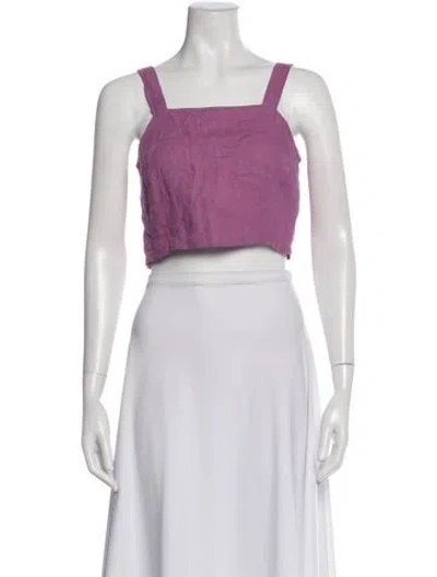 Pre-owned Paloma Wool Linen Square Neckline Crop Top In Purple