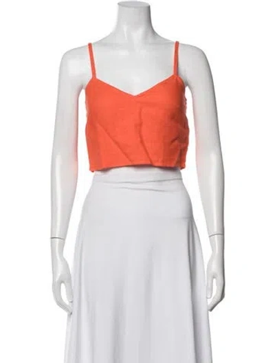 Pre-owned Paloma Wool Linen V-neck Crop Top In Orange