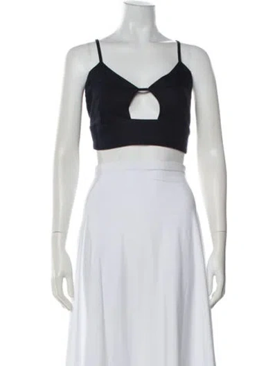 Pre-owned Paloma Wool Linen V-neck Crop Top W/ Tags In Blue