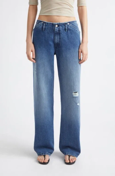 Paloma Wool Lonati Ripped Cotton Straight Leg Jeans In Blue