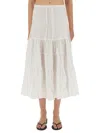 Paloma Wool Long Etoile Stripe Tiered Cotton Maxi Skirt In White