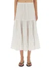 Paloma Wool Long Etoile Stripe Tiered Cotton Maxi Skirt In White