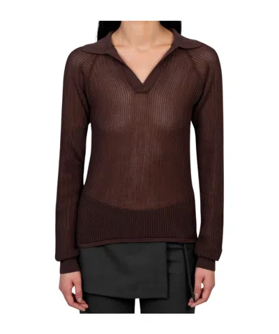 PALOMA WOOL LONG SLEEVE POLO SWEATER