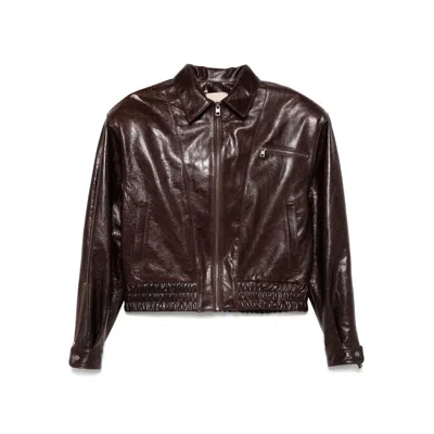 Paloma Wool Long-sleeved Leather Jacket In Brown