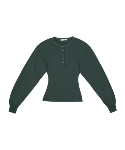 Paloma Wool Long-sleeved Henley Shirt In Green