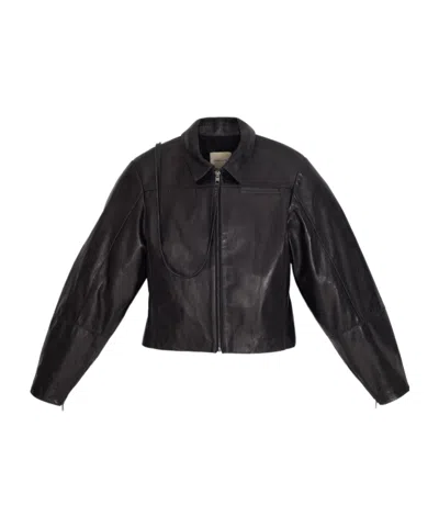 Paloma Wool Long-sleeved Leather Jacket In Black