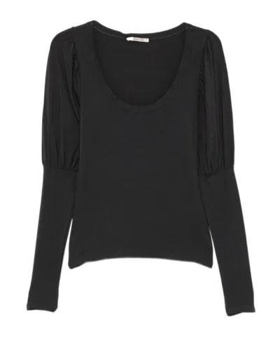 Paloma Wool Dooda Puff-sleeve Scoop-neck Top In Black