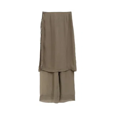 Pre-owned Paloma Wool Low Silk Archive Skirt 'khaki' | Tan | Women's Size 36 In Brown