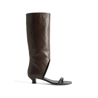 Paloma Wool Manuela Open-toe Knee-high Sandals In Brown