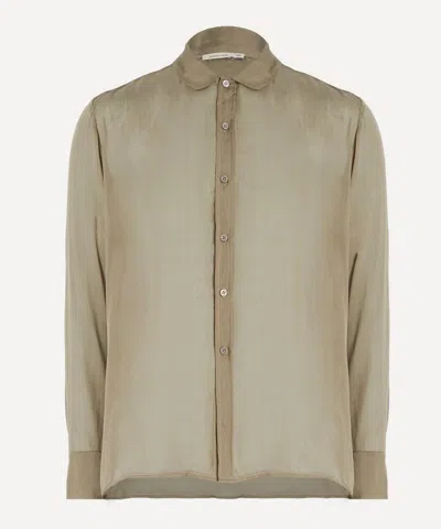 Paloma Wool Mens Elias Sheer Silk Shirt In Khaki