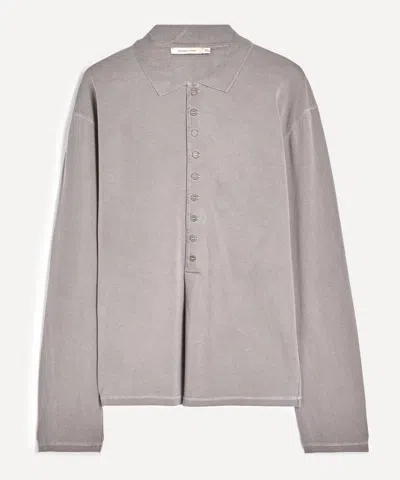 Paloma Wool Mens Mori Grey Long-sleeve Polo