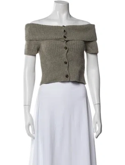 Pre-owned Paloma Wool Merino Wool Off-the-shoulder Crop Top In Neutral