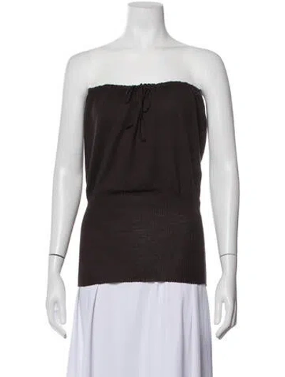 Pre-owned Paloma Wool Merino Wool Strapless Crop Top In Brown