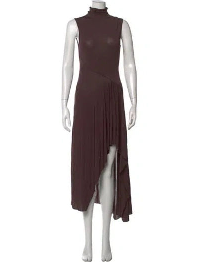 Pre-owned Paloma Wool Mock Neck Long Dress In Brown