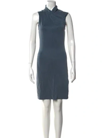 Pre-owned Paloma Wool Mock Neck Mini Dress In Blue