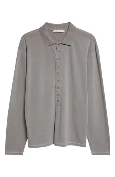 Paloma Wool Mori Long Sleeve Organic Cotton Polo In Gray