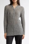 Paloma Wool Naor Button Back Mohair & Alpaca Blend Rib Cardigan In Grey