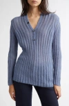 Paloma Wool Naor Button Back Mohair & Alpaca Blend Rib Cardigan In Lavender