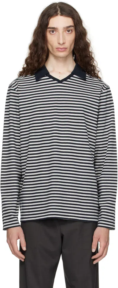 Paloma Wool Navy Gondolieri Long Sleeve Polo In Neutral