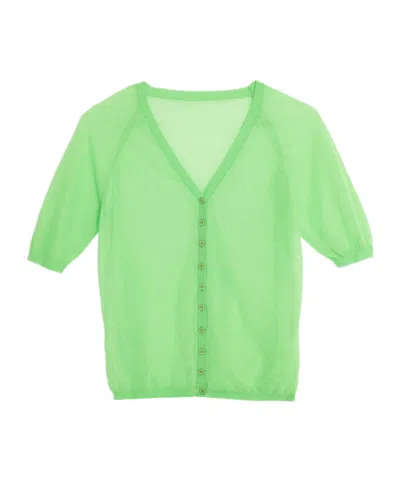 Paloma Wool Nice Button-up Raglan-sleeve Top In Green