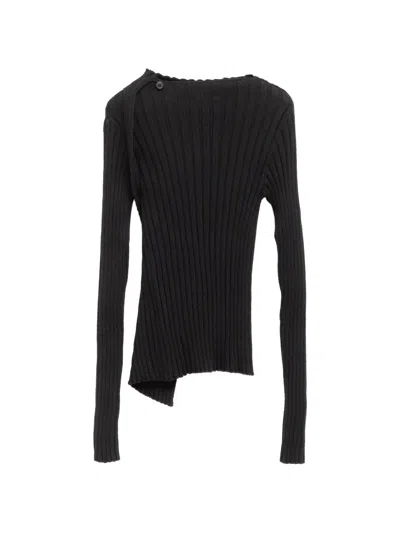Paloma Wool No 2837 Esmolar Asymmetric Ribbed Sweater In Black
