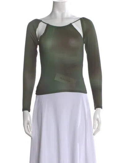 Pre-owned Paloma Wool Off-the-shoulder Long Sleeve Top In Green