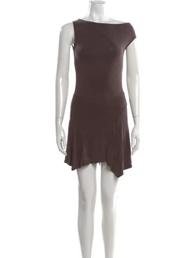 Pre-owned Paloma Wool Off-the-shoulder Mini Dress In Brown