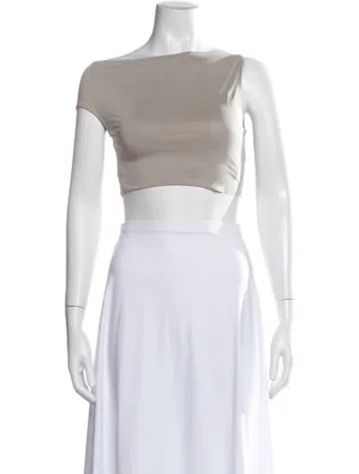 Pre-owned Paloma Wool Off-the-shoulder Short Sleeve Crop Top In Gray