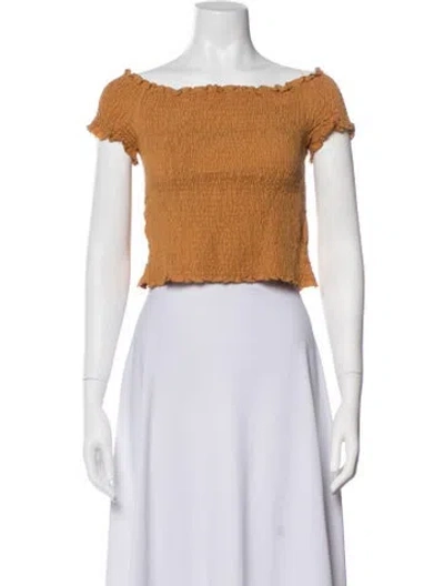 Pre-owned Paloma Wool Off-the-shoulder Short Sleeve Crop Top In Neutrals