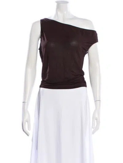 Pre-owned Paloma Wool Off-the-shoulder Short Sleeve Top In Brown