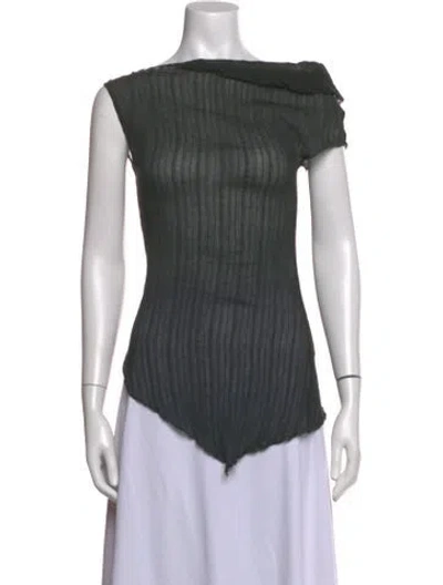Pre-owned Paloma Wool Off-the-shoulder Short Sleeve Top In Grey