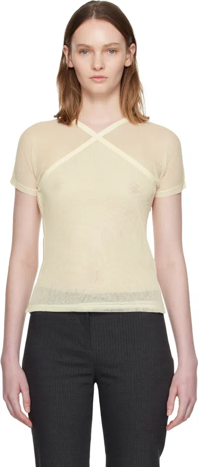 Paloma Wool Off-white Olimpia Mesh T-shirt In Yellow