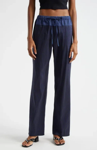 Paloma Wool Olga Stripe Linen Blend Drawstring Pants In Blue