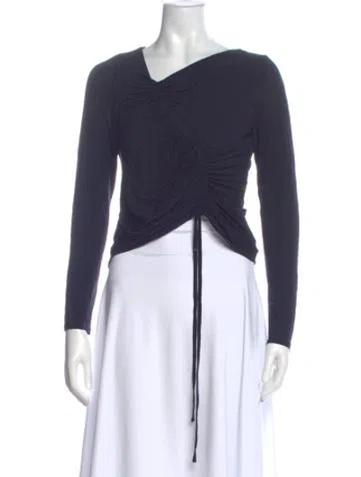 Pre-owned Paloma Wool One-shoulder Long Sleeve Crop Top In Blue