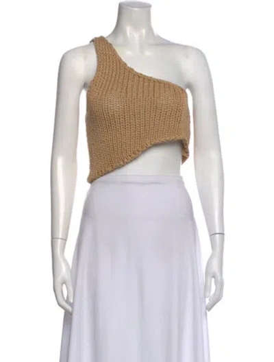 Pre-owned Paloma Wool One-shoulder Sleeveless Crop Top In Neutral