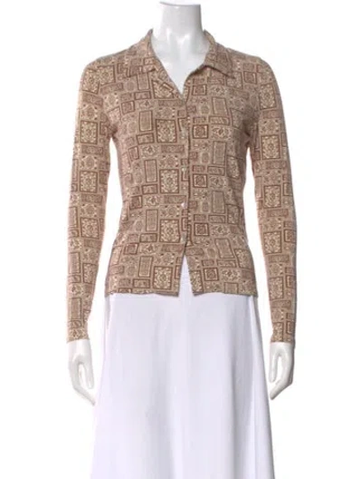 Pre-owned Paloma Wool Patterned Long Sleeve Button-up Top In Neutral