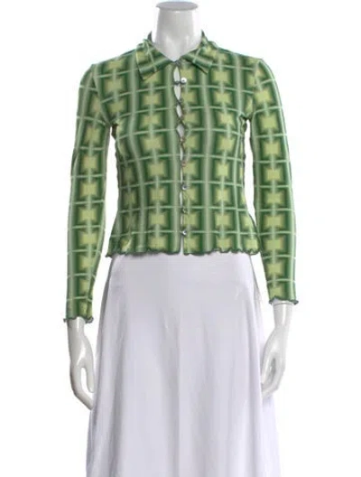 Pre-owned Paloma Wool Patterned Long Sleeve Top In Green