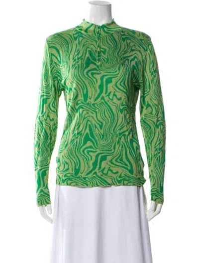 Pre-owned Paloma Wool Patterned Mock Neck Top In Green
