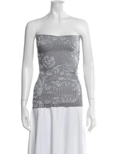 Pre-owned Paloma Wool Patterned Strapless Top In Gray