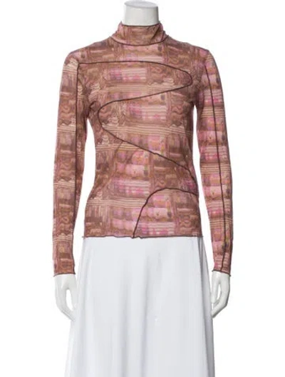 Pre-owned Paloma Wool Patterned Turtleneck Top In Brown